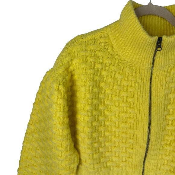 Anthropologie Maeve Bubble Sweater Cardigan Womens Medium Cropped Textured Zip - Picture 3 of 11